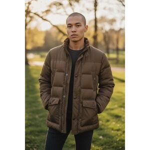 Lanzi‎ Men's Puffer Jacket Quilted Hooded Winter Warm Coat Size 105 L